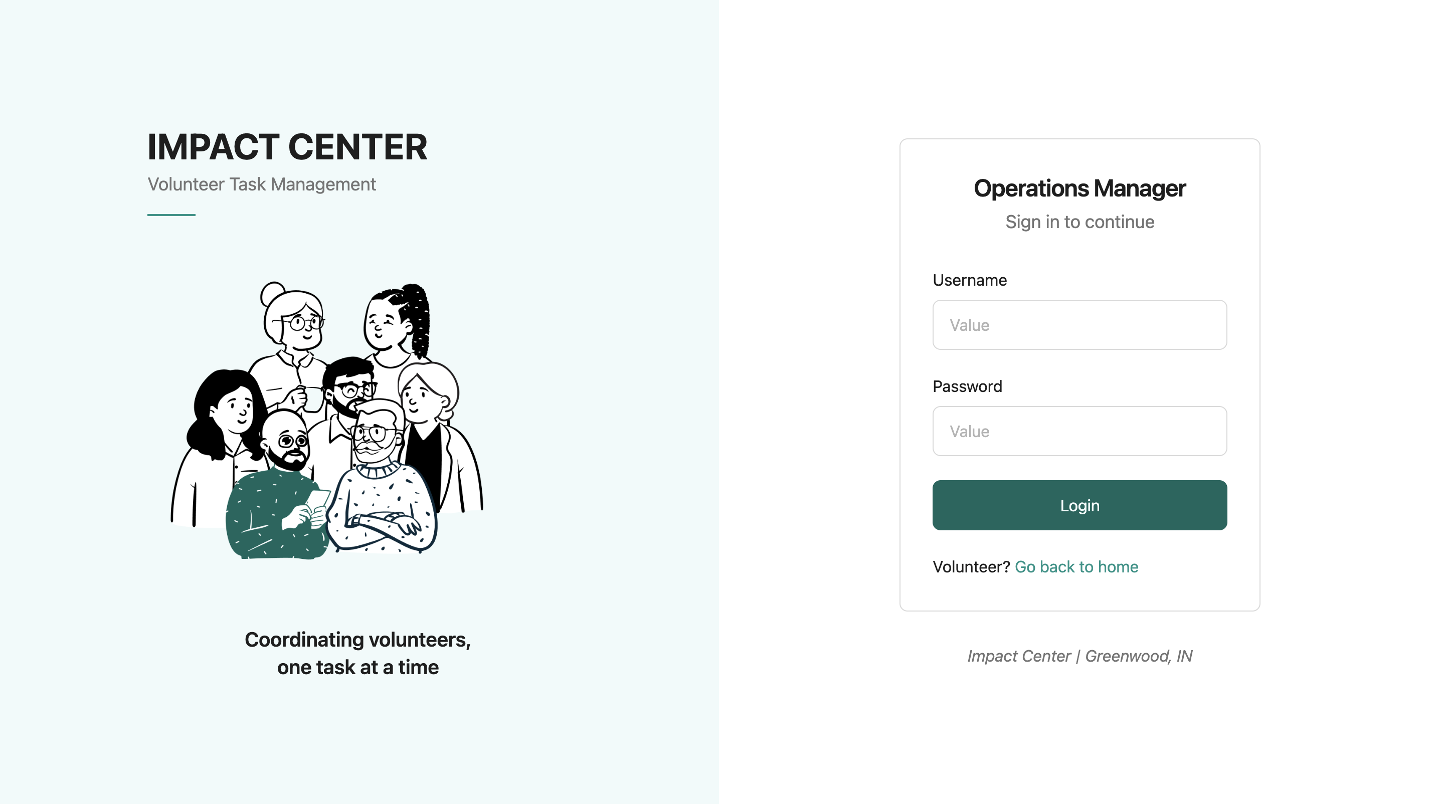 Operations Manager login screen