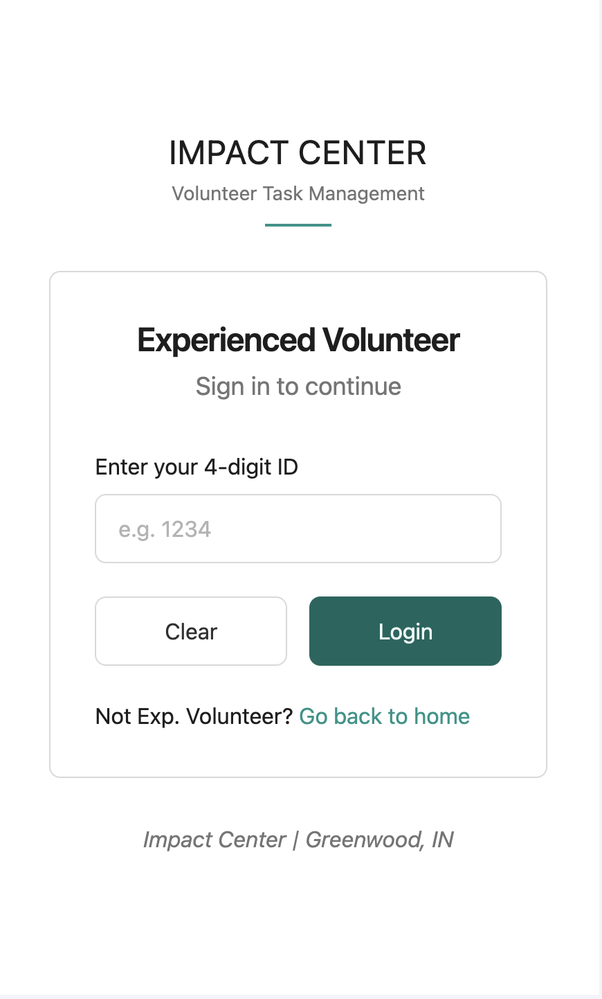 Experienced Volunteer 4-digit ID login on mobile