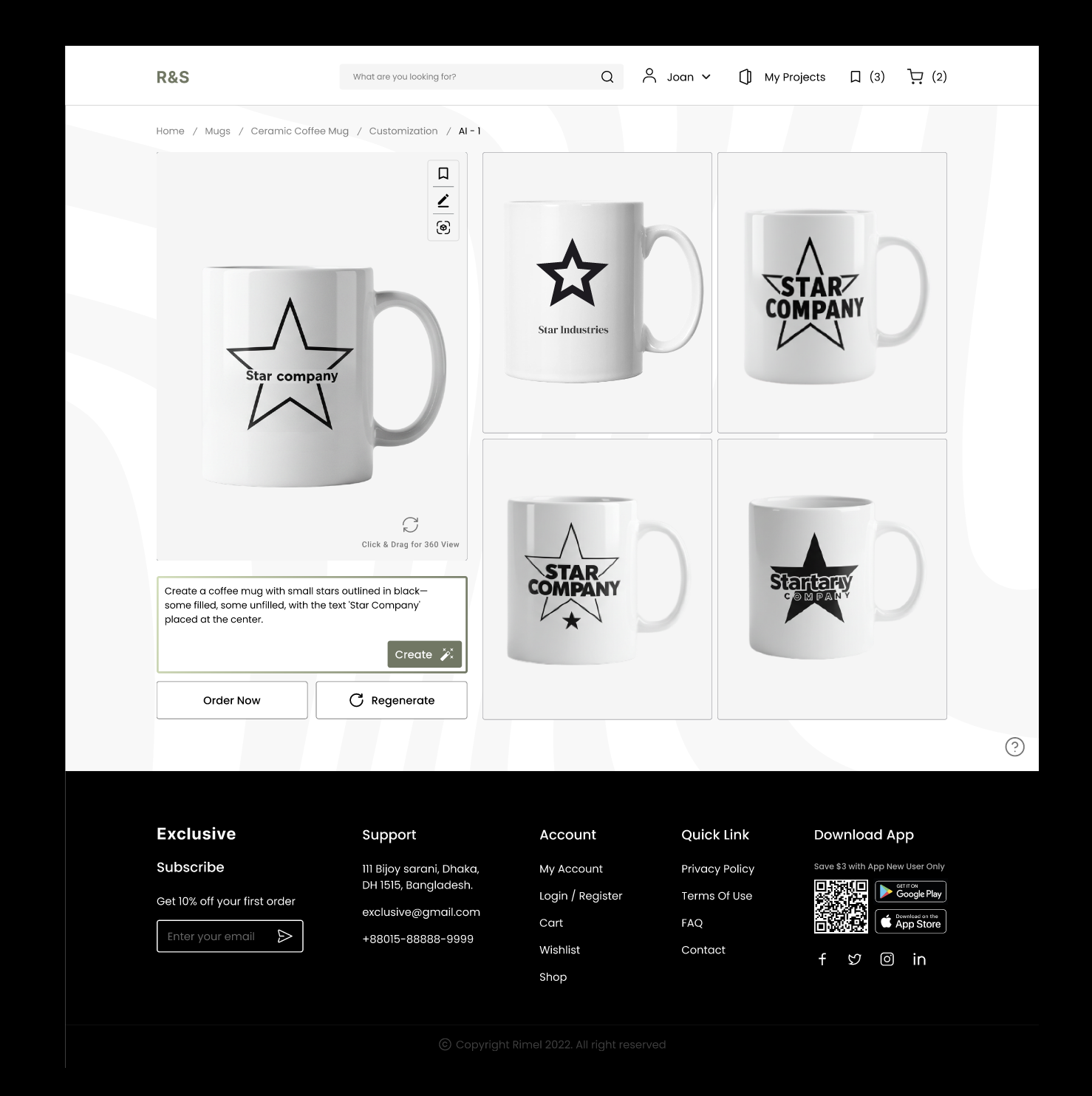 AI proof generation with natural language prompt showing 4 design variants