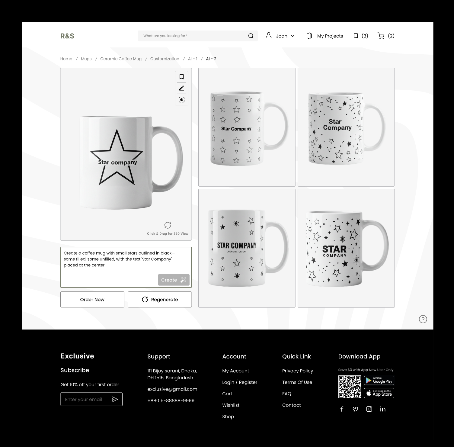 Second round of AI proof variants showing star pattern designs across the full mug surface